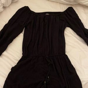 Black long sleeved strapless romper